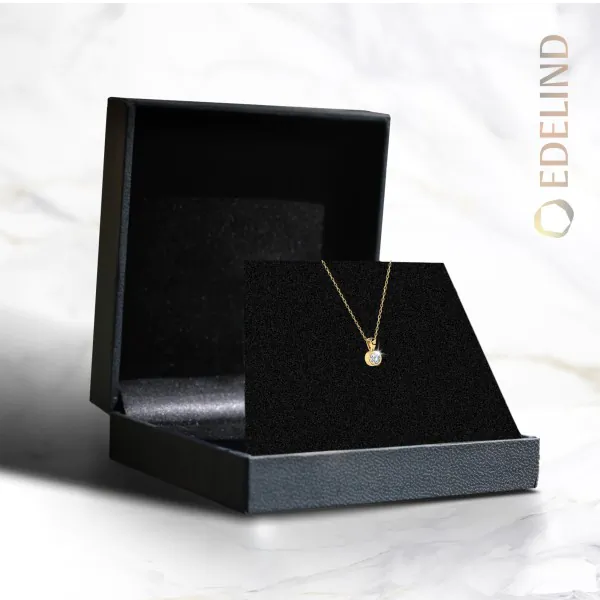 0,1 Karat Diamant Anhänger Zarge Gelbgold 585 (14K) mit Goldkette für Damen