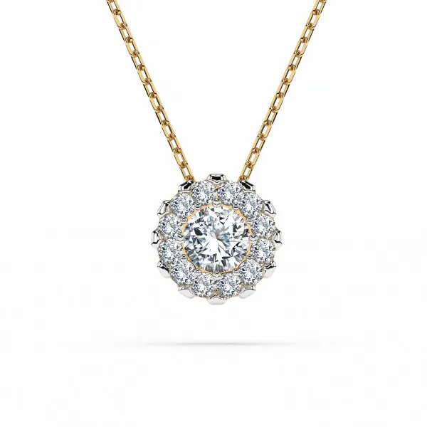 0,1 Karat Diamant Anhänger Gelbgold 585 (14K) mit Goldkette für Damen