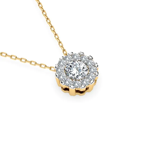 0,1 Karat Diamant Anhänger Gelbgold 585 (14K) mit Goldkette für Damen