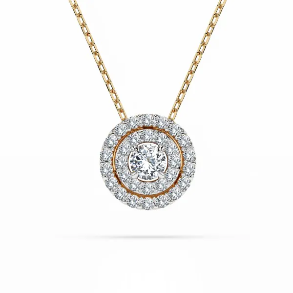 Diamantanhänger in 0,24 Karat, Gelbgold 585 / 14 Karat, mit einer 585ger Goldkette