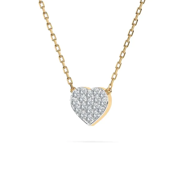 0,09 Karat Diamant Anhänger Herz Gelbgold 585 (14K) mit Goldkette für Damen