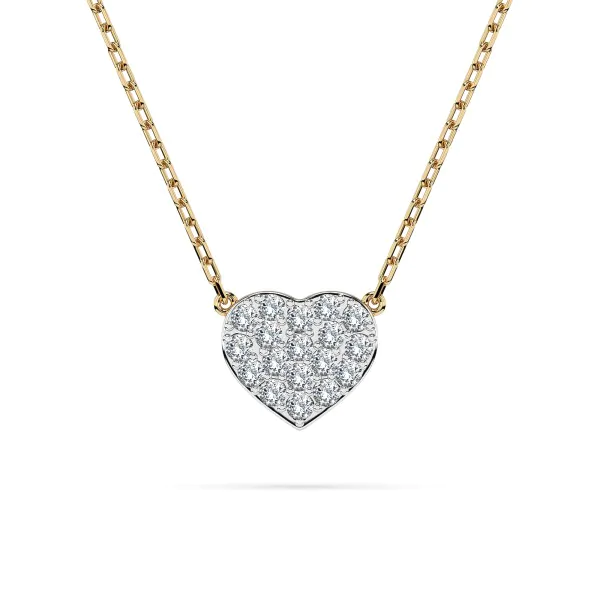 0,09 Karat Diamant Anhänger Herz Gelbgold 585 (14K) mit Goldkette für Damen