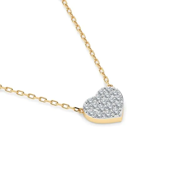 0,09 Karat Diamant Anhänger Herz Gelbgold 585 (14K) mit Goldkette für Damen