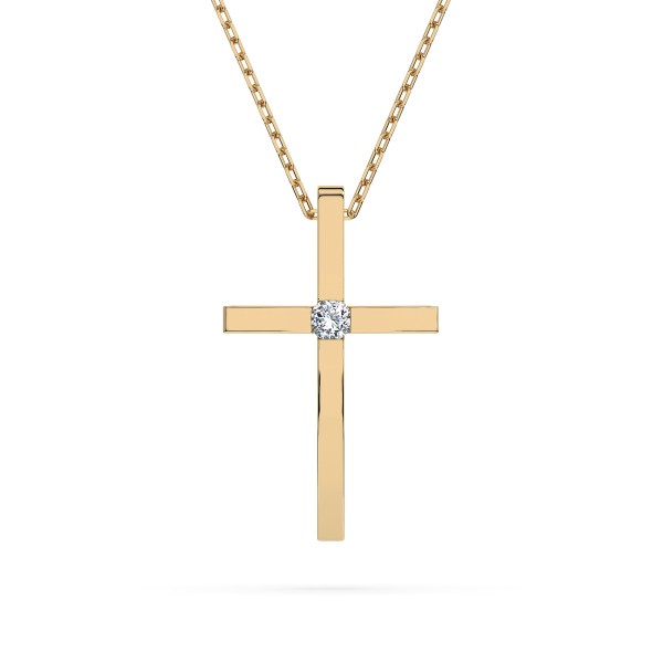 Diamantanhänger in 0,03 Karat, Gelbgold 585 / 14 Karat, mit einer 585ger Goldkette