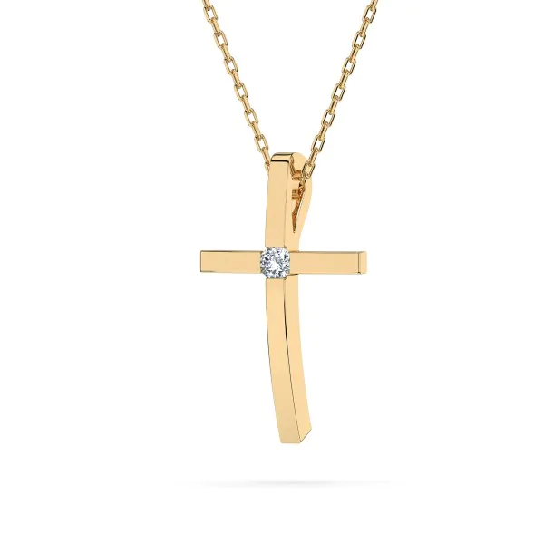 Diamantanhänger in 0,03 Karat, Gelbgold 585 / 14 Karat, mit einer 585ger Goldkette in 45 (42+3) cm lang, Gewicht ca. 2 g.