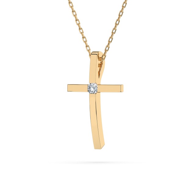 Diamantanhänger in 0,03 Karat, Gelbgold 585 / 14 Karat, mit einer 585ger Goldkette