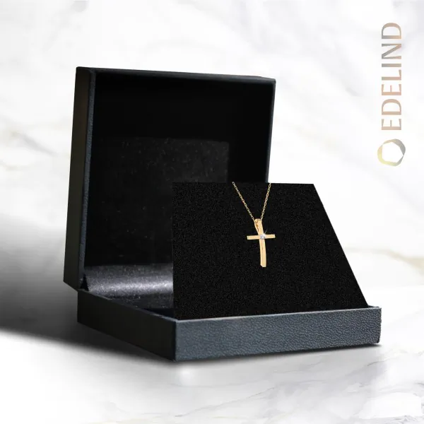 0,03 Karat Diamant Anhänger 4 Krappe Rotgold 585 (14K) mit Goldkette für Damen
