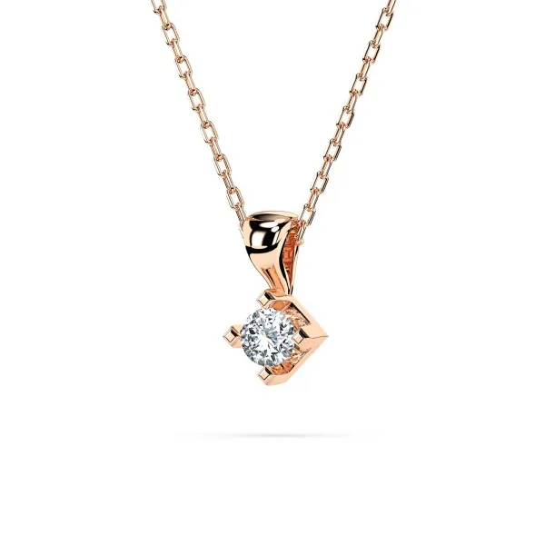 0,08 Karat Diamant Anhänger 4 Krappe Rotgold 585 (14K) mit Goldkette 45 für Damen