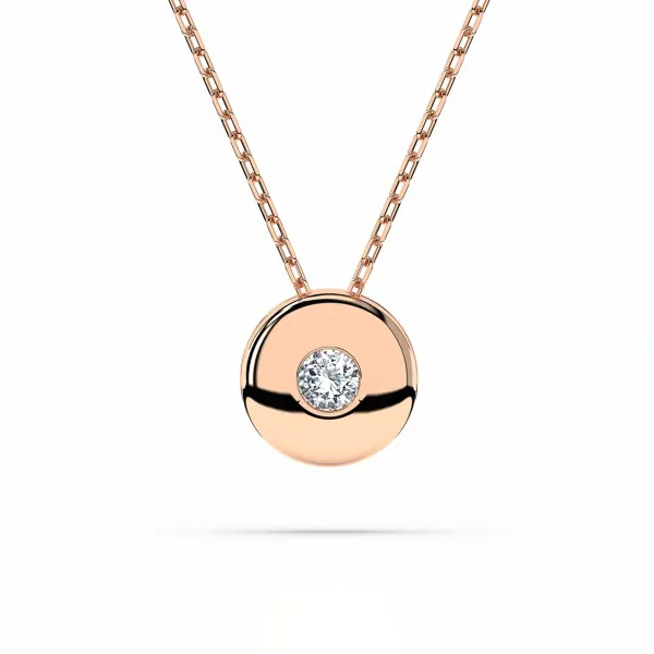 Diamantanhänger in 0,04 Karat, Rotgold 585 / 14 Karat, mit einer 585ger Goldkette