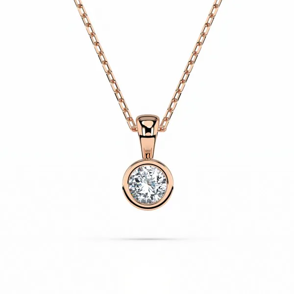 0,1 Karat Diamant Anhänger Zarge Rotgold 585 (14K) mit Goldkette für Damen