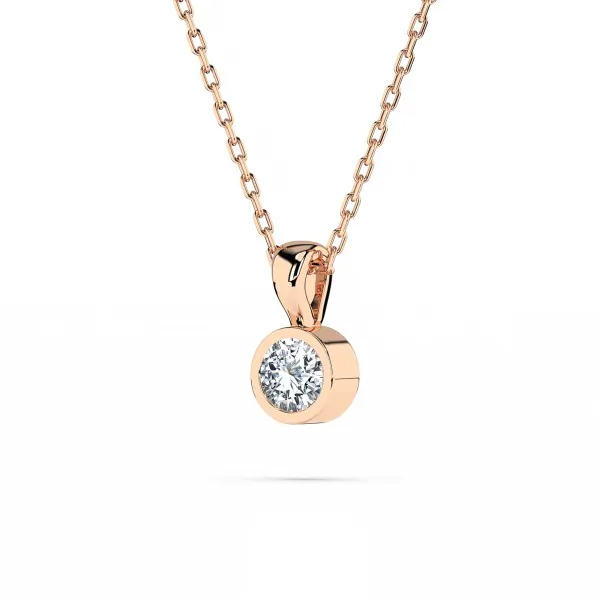 0,1 Karat Diamant Anhänger Zarge Rotgold 585 (14K) mit Goldkette für Damen