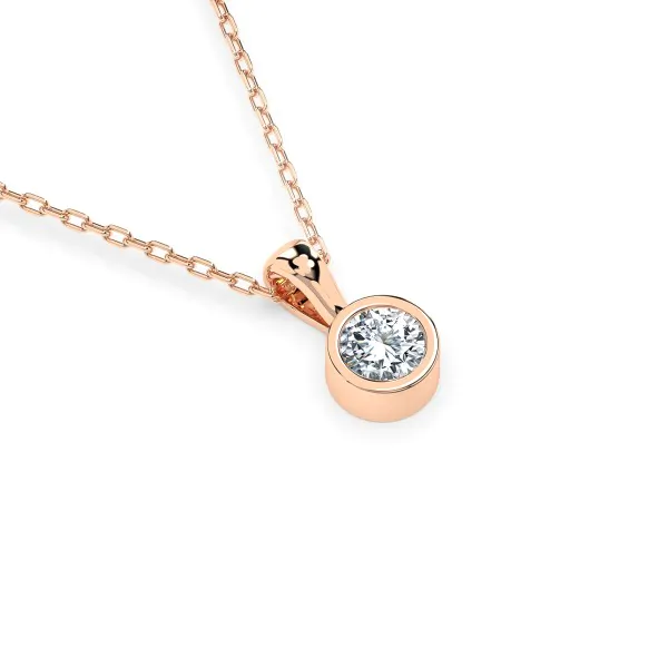 0,1 Karat Diamant Anhänger Zarge Rotgold 585 (14K) mit Goldkette für Damen