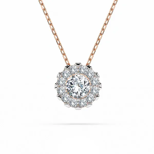 Diamantanhänger in 0,1 Karat, Rotgold 585 / 14 Karat, mit einer 585ger Goldkette