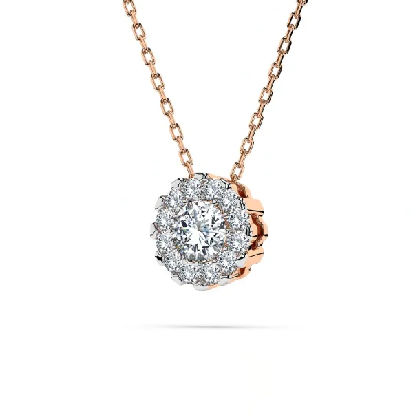 Diamantanhänger in 0,1 Karat, Rotgold 585 / 14 Karat, mit einer 585ger Goldkette