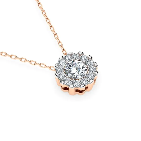 Diamantanhänger in 0,1 Karat, Rotgold 585 / 14 Karat, mit einer 585ger Goldkette