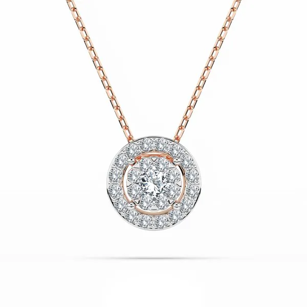 0,11 Karat Diamant Anhänger Rotgold 585 (14K) mit Goldkette für Damen