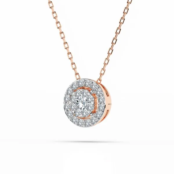 0,11 Karat Diamant Anhänger Rotgold 585 (14K) mit Goldkette für Damen