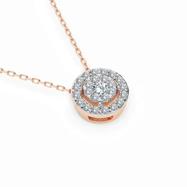 0,11 Karat Diamant Anhänger Rotgold 585 (14K) mit Goldkette für Damen
