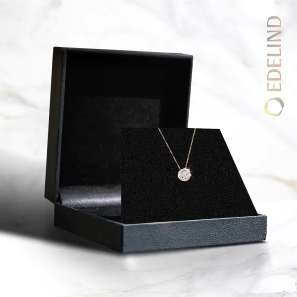 0,11 Karat Diamant Anhänger Rotgold 585 (14K) mit Goldkette für Damen