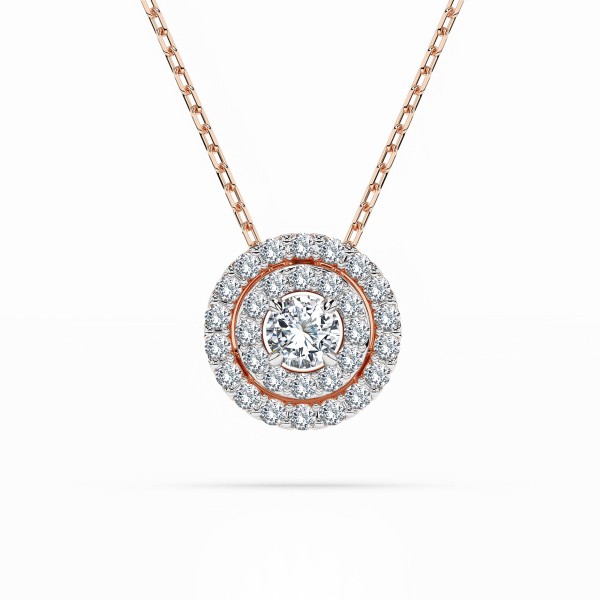 Diamantanhänger in 0,24 Karat, Rotgold 585 / 14 Karat, mit einer 585ger Goldkette in 45 (40+5) cm lang, Gewicht ca. 2,2 g.