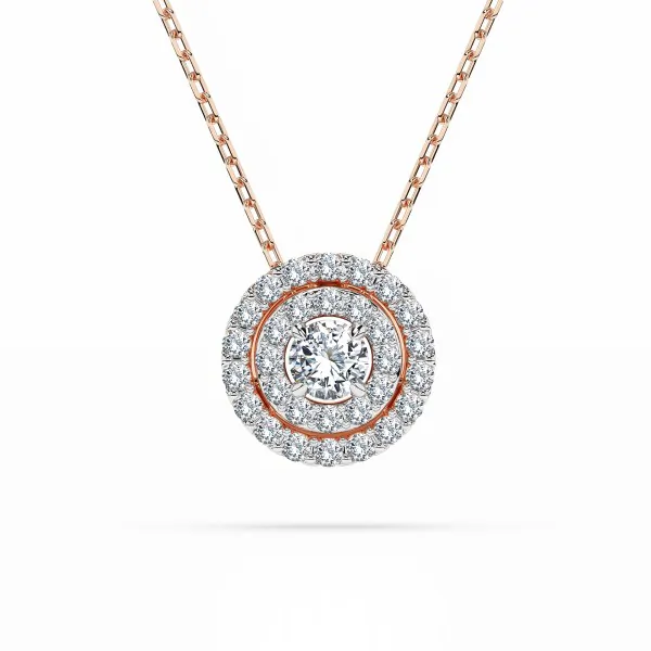 Diamantanhänger in 0,24 Karat, Rotgold 585 / 14 Karat, mit einer 585ger Goldkette in 45 (40+5) cm lang, Gewicht ca. 2,2 g.