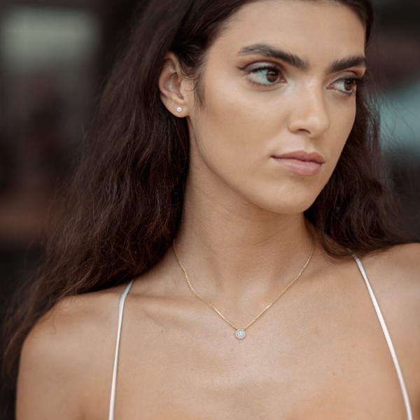 Diamantanhänger in 0,24 Karat, Rotgold 585 / 14 Karat, mit einer 585ger Goldkette