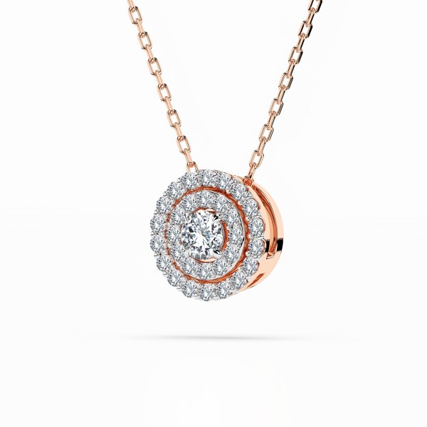 Diamantanhänger in 0,24 Karat, Rotgold 585 / 14 Karat, mit einer 585ger Goldkette