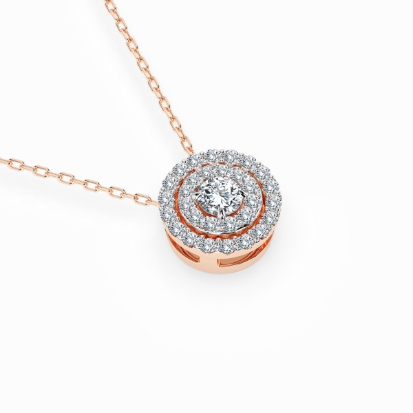 Diamantanhänger in 0,24 Karat, Rotgold 585 / 14 Karat, mit einer 585ger Goldkette