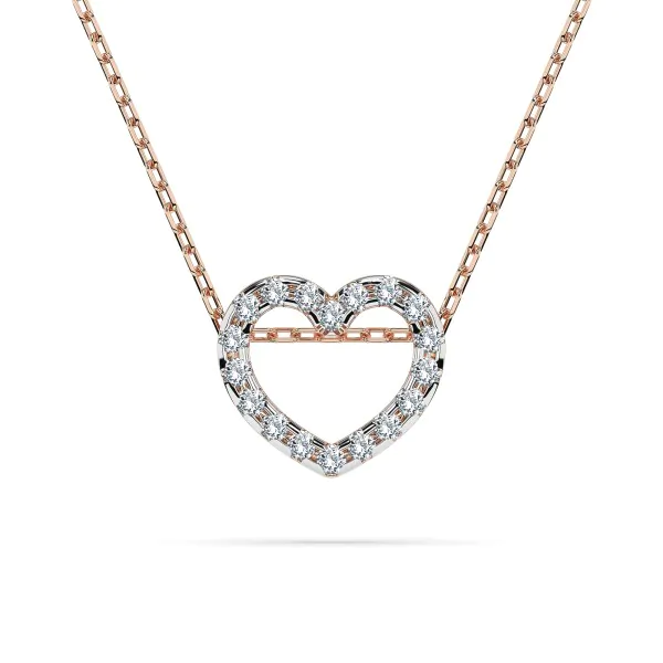 0,09 Karat Diamant Anhänger Herz Rotgold 585 (14K) mit Goldkette für Damen