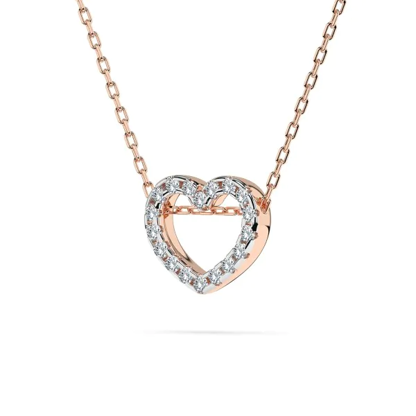 0,09 Karat Diamant Anhänger Herz Rotgold 585 (14K) mit Goldkette für Damen