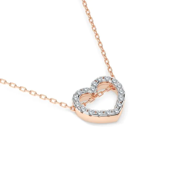 0,09 Karat Diamant Anhänger Herz Rotgold 585 (14K) mit Goldkette für Damen