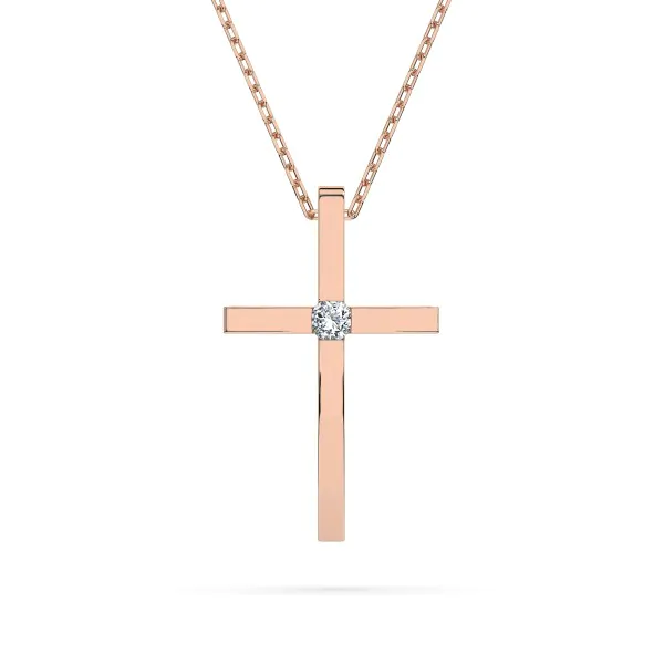 Diamantanhänger in 0,03 Karat, Rotgold 585 / 14 Karat, mit einer 585ger Goldkette