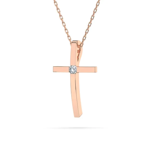 Diamantanhänger in 0,03 Karat, Rotgold 585 / 14 Karat, mit einer 585ger Goldkette