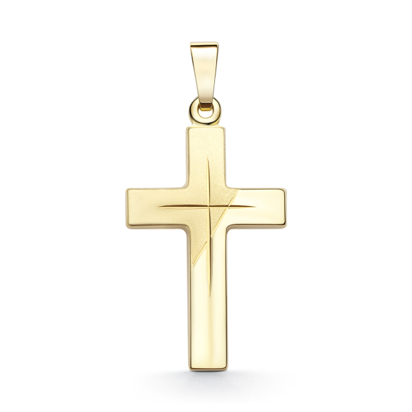 Anhänger Kreuz gesandelt/glanz/diam. Gelbgold 21 mm
