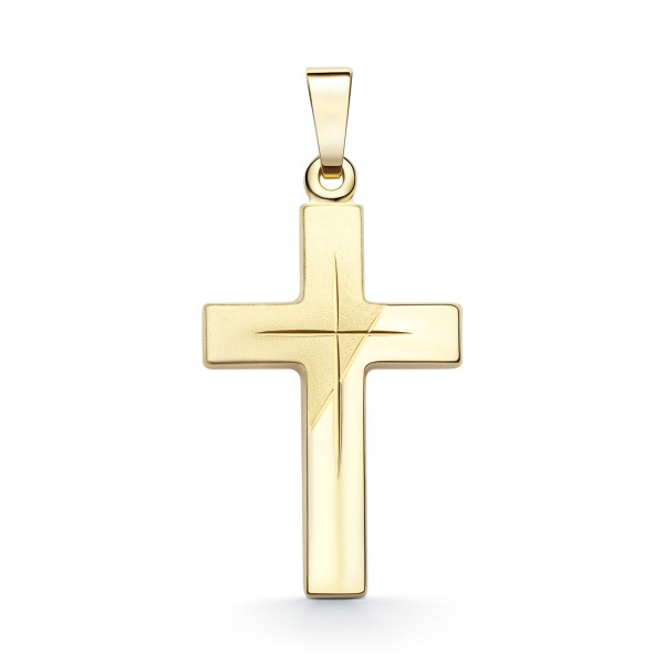 Anhänger Kreuz gesandelt/glanz/diam. , Gelbgold 585 / 14K, Höhe 21 mm, Gewicht ca. 0,83 g