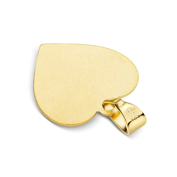 Anhänger Gravurplatte herzform bandmatt , Gelbgold 585 / 14K, Höhe 15 mm, Gewicht ca. 2,1 g
