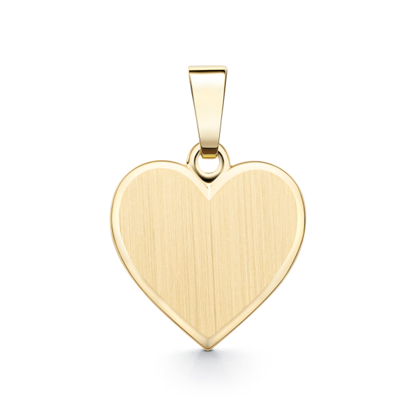 Anhänger Gravurplatte herzform bandmatt 10 mm, Gelbgold 585 / 14K, Höhe 10 mm, Gewicht ca. 1,06 g