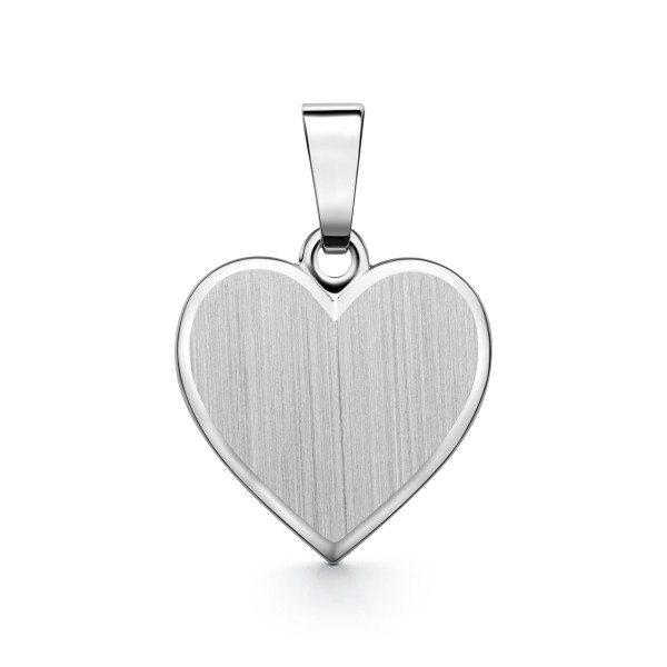 Anhänger Gravurplatte herzform bandmatt 10 mm, Weißgold 585 / 14K, Höhe 10 mm, Gewicht ca. 1,06 g