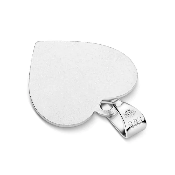 Anhänger Gravurplatte herzform bandmatt , Weißgold 585 / 14K, Höhe 12 mm, Gewicht ca. 1,37 g