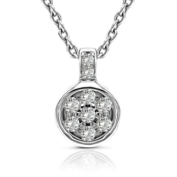 Diamantanhänger in 0,09 Karat, Weißgold 585 / 14 Karat, mit einer 585ger Goldkette in 42 cm