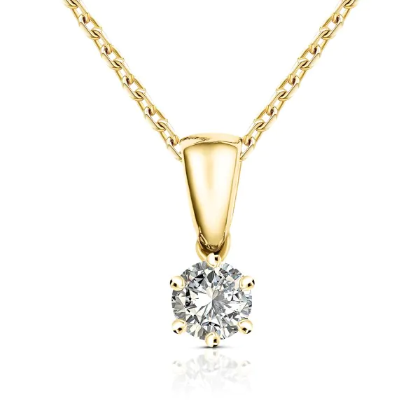 Diamantanhänger in 0,10 Karat, Gelbgold 585 / 14 Karat, mit einer 585ger Goldkette in 42 cm lang, 0,8 mm breit, Gewicht ca. 2,03 g.