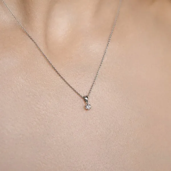 Diamantanhänger in 0,10 Karat, Weißgold 585 / 14 Karat, mit einer 585ger Goldkette in 42 cm