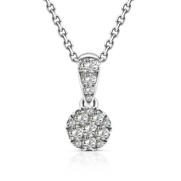 Diamantanhänger in 0,15 Karat, Weißgold 585 / 14 Karat, mit einer 585ger Goldkette in 42 cm lang, Gewicht ca. 2,26 g.