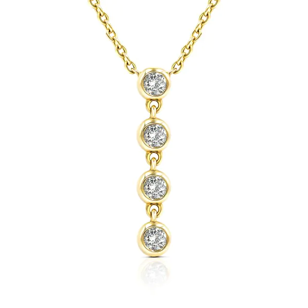 Diamantanhänger in 0,16 Karat, Gelbgold 585 / 14 Karat, mit einer 585ger Goldkette in 43 cm lang, 0,9 mm breit, Gewicht ca. 2,11 g.
