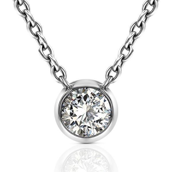 Diamantanhänger in 0,10 Karat, Weißgold 585 / 14 Karat, mit einer 585ger Goldkette in 43 cm lang, 0,9 mm breit, Gewicht ca. 2,02 g.