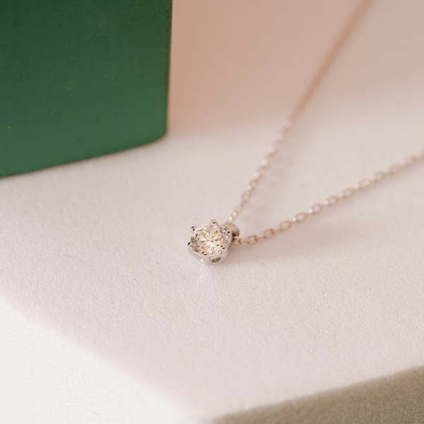 Diamantanhänger in 0,10 Karat, Weißgold 585 / 14 Karat, mit einer 585ger Goldkette in 42 cm lang, Gewicht ca. 0,87 g.