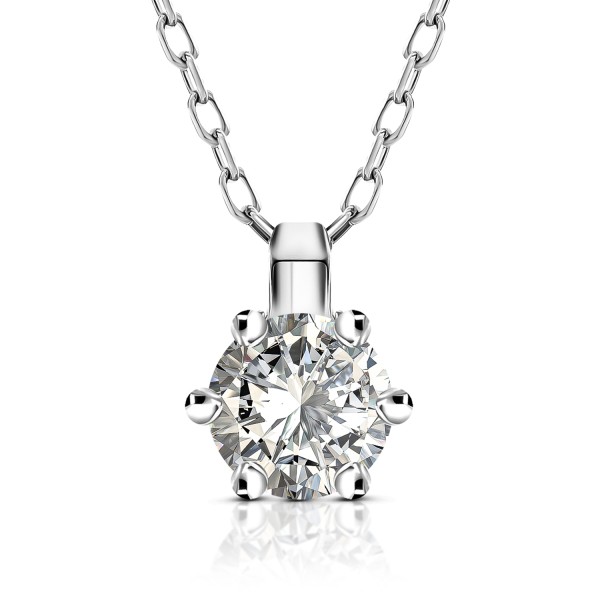 Diamantanhänger in 0,30 Karat mit GIA Zertifikat, Weißgold 750 / 18 Karat, mit einer 750ger Goldkette in 42 cm lang, Gewicht ca. 1,44 g.