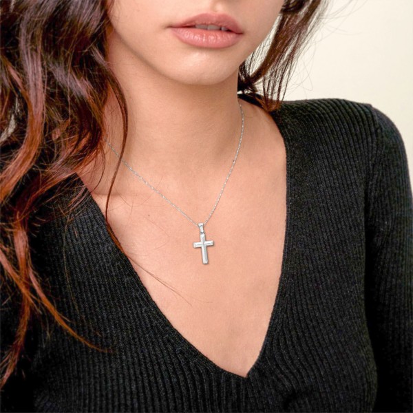 Anhänger Kreuz glanz, Weißgold 585 / 14K, Höhe 25.0 mm, Breite 12.1 mm, Gewicht ca. 0.74 g