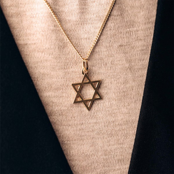 Anhänger Davidstern, Gelbgold 585 / 14K, Höhe 16 mm, Gewicht ca. 0,87 g