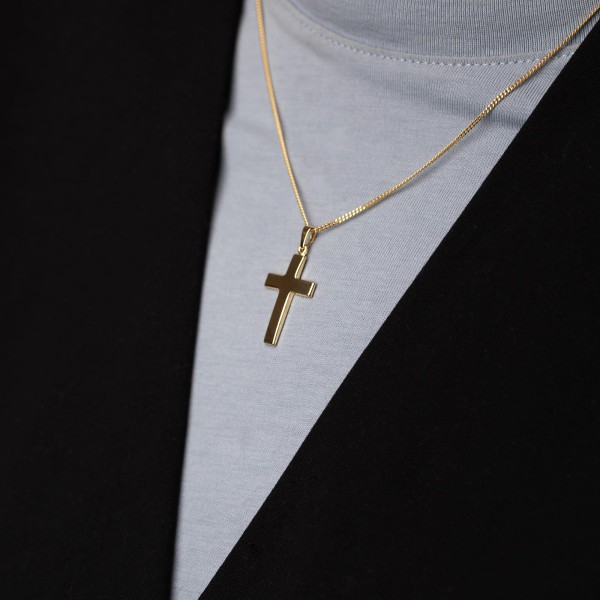 Anhänger Kreuz glanz , Gelbgold 333 / 8K, Höhe 24 mm, Gewicht ca. 0,85 g